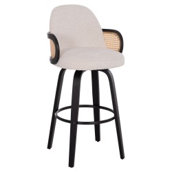 ΣΚΑΜΠΟ ΜΠΑΡ ΠΕΡΙΣΤΡΕΦΟΜΕΝΟ BECKER HM18251.02 PLYWOOD ΜΑΥΡΟ--ΕΚΡΟΥ ΥΦΑΣΜΑ 50x52x100Υ