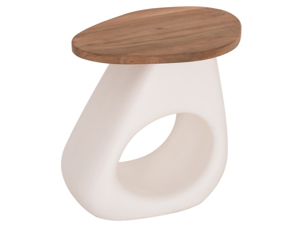 ΒΟΗΘΗΤΙΚΟ ΤΡΑΠΕΖΙ AIDA HM4692.02 FIBER CEMENT ΛΕΥΚΟ--ΞΥΛΟ TEAK TOP 47x60x59Υεκ