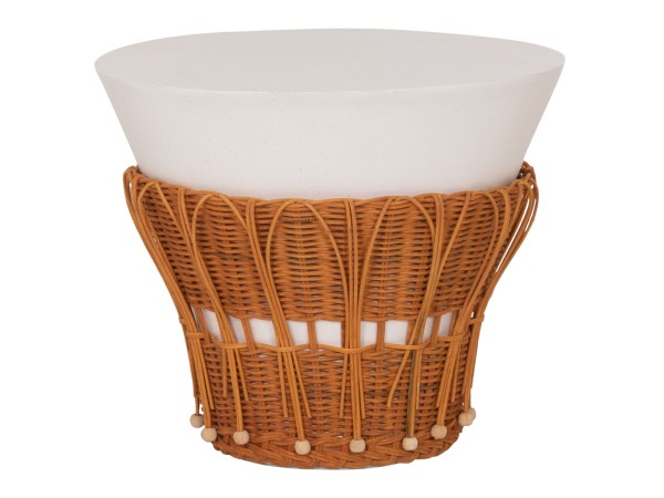 ΤΡΑΠΕΖΙ ΒΟΗΘΗΤΙΚΟ PERRAL HM18164.02S FIBER CEMENT ΛΕΥΚΟ-ΦΥΣΙΚΟ RATTAN--Φ42x36Υεκ