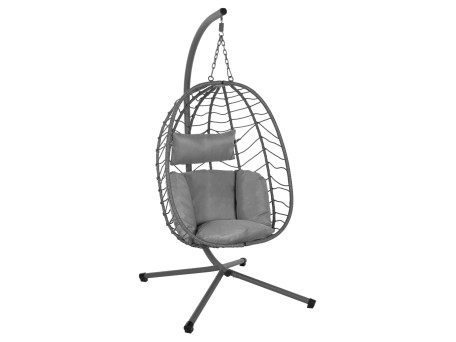 ΚΡΕΜΑΣΤΗ ΠΟΛΥΘΡΟΝΑ ΦΩΛΙΑ MILLIE HM5997.10 ΜΕΤΑΛΛΟ-ΣΥΝΘ.RATTAN ΓΚΡΙ 90x75x190Υεκ.
