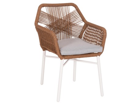 ΠΟΛΥΘΡΟΝΑ TOPIN HM6048.11 ΑΛΟΥΜΙΝΙΟ ΛΕΥΚΟ-P.E. RATTAN ΜΠΕΖ 59x63x81Υεκ