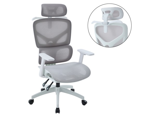 ΚΑΡΕΚΛΑ ΓΡΑΦΕΙΟΥ APEX HM1227.02 ΛΕΥΚΟ PP--ΑΝΟΙΧΤΟ ΓΚΡΙ MESH 68x68x120-130Υεκ