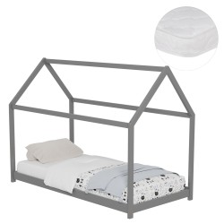 ΚΡΕΒΑΤΙ ΠΑΙΔΙΚΟ ΜΕ ΣΤΡΩΜΑ PEPE HM21302.02 ΞΥΛΟ ΠΕΥΚΟΥ ΣΕ ΓΚΡΙ--ΣΤΡΩΜΑ 90x190εκ