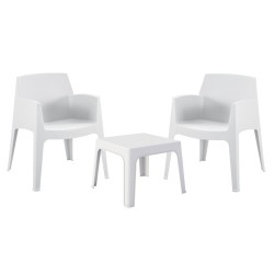ΣΕΤ LOUNGE ΠΟΛΥΠΡΟΠΥΛΕΝΙΟΥ SLEEK HM21267.01 ΤΡΑΠΕΖΑΚΙ & 2 ΠΟΛΥΘΡΟΝΕΣ-ΛΕΥΚΟ