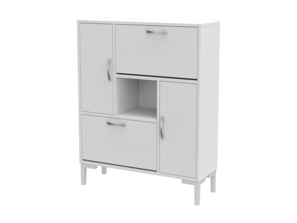 ΠΑΠΟΥΤΣΟΘΗΚΗ MEDY HM18187.03 ΜΕΛΑΜΙΝΗ ΣΕ ΛΕΥΚΟ-ΛΕΥΚΑ ΠΟΔΙΑ 86,5x30x109Υεκ