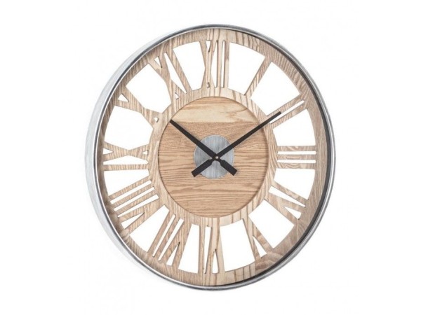 Ρολόι Τοίχου Ticking Μεταλλικό Ασημί / Καφέ (60x6x60)