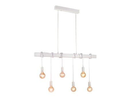 Artekko Rod Φωτιστικό με 6 Λάμπες Ξύλινο Λευκό (100x10x50)cm